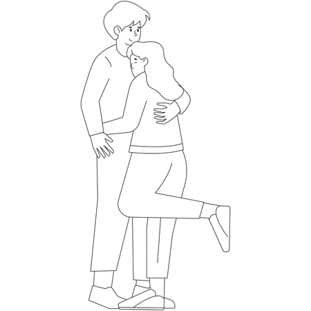 Couple Hugging  Illustration