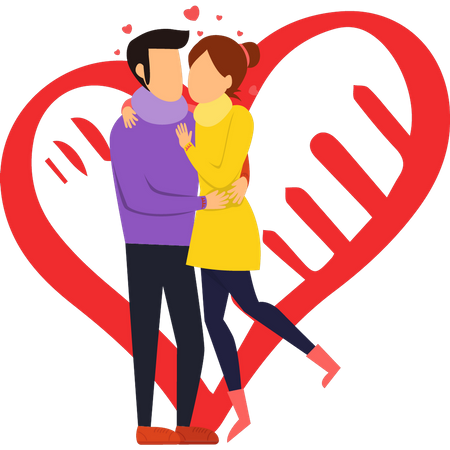 Couple hugging on valentine day Illustration