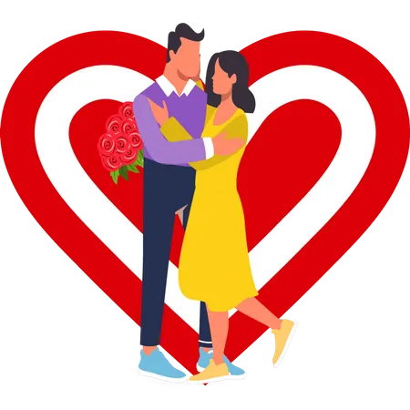Couple hugging on valentine day Illustration