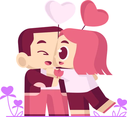 Couple hugging on valentines Illustration