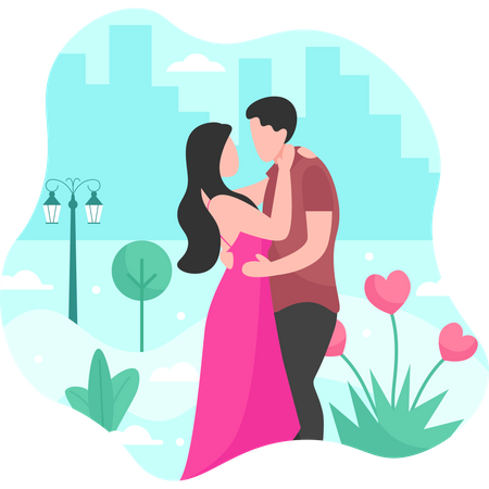 Couple hugging on valentines day Illustration