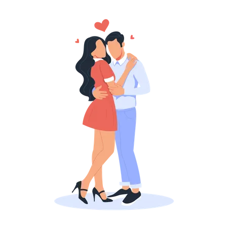 Couple hugging on valentine's day Illustration