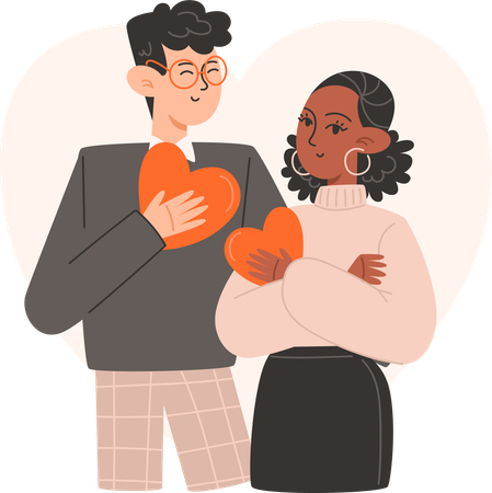 Couple hugging on Valentines Day  Illustration