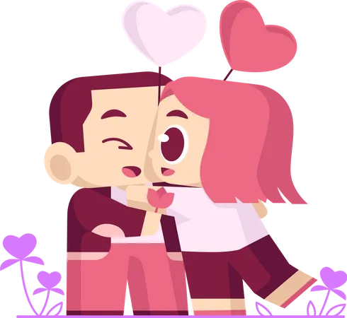 Couple hugging on valentines  Illustration