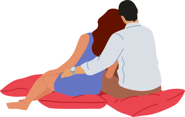 Couple hugging while sitting together  Illustration