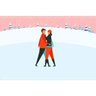 illustrations for couple ice skating