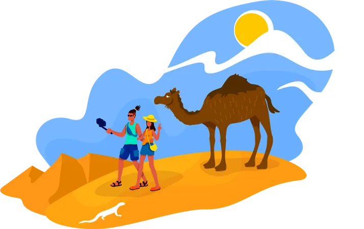 Couple in Africa Illustration