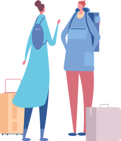 Couple in airport Illustration
