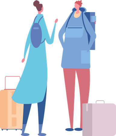 Couple in airport  Illustration