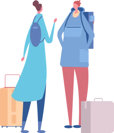 Couple in airport  Illustration