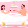 illustration couple in bathtub