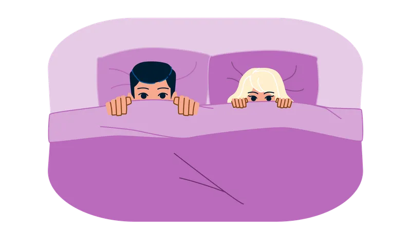 Couple In Bed Vector Love Bedroom Relationship Home Morning Romance Happy Man Young Adult Lying Couple In Bed Character People Flat Cartoon Illustration Illustration