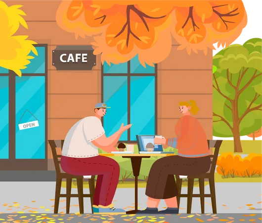 Couple in cafe  Illustration