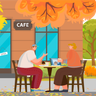 couple in cafe illustration free download