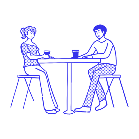 Couple in cafe  Illustration