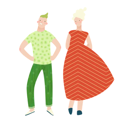 Couple in fruit dress Illustration