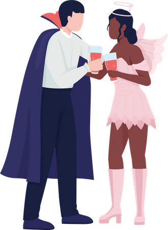 Couple in halloween costumes  Illustration