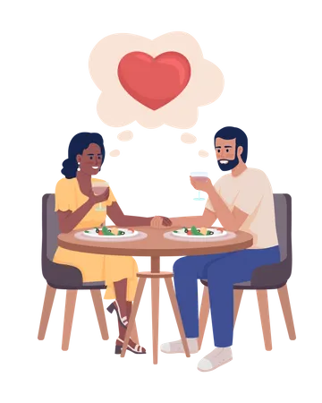 Couple in hotel restaurant Illustration