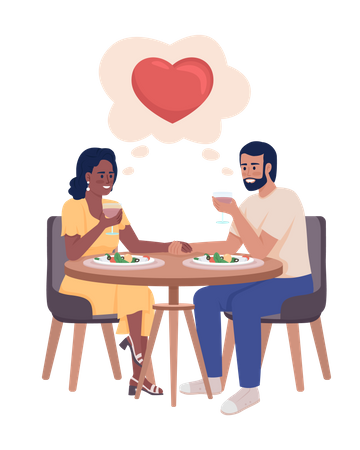 Couple in hotel restaurant  Illustration