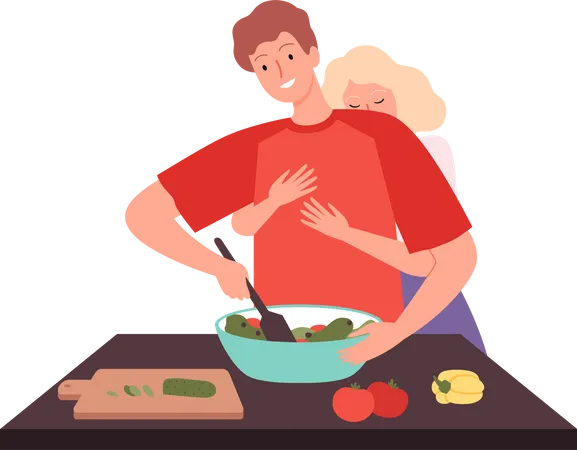 Couple in kitchen  Illustration