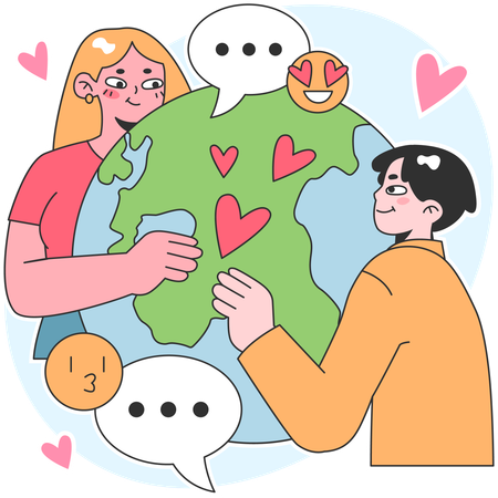 Couple in long distance relationship  Illustration