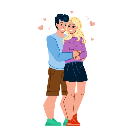 Couple In Love Vector Happy Romantic Man Woman Young Family Romance Relationship Couple In Love Character People Flat Cartoon Illustration Illustration