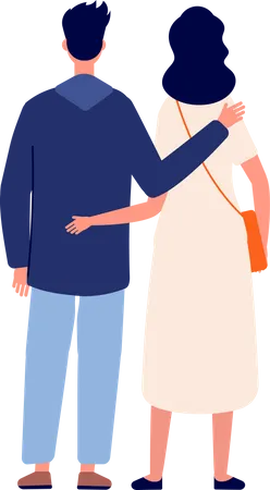Couple Back Love Behavior Couples Holding Hands And Walking Flat People Backside View Romance Walk Vector Characters Emotional Behavior Relationship Girlfriend And Boyfriend Illustration イラスト