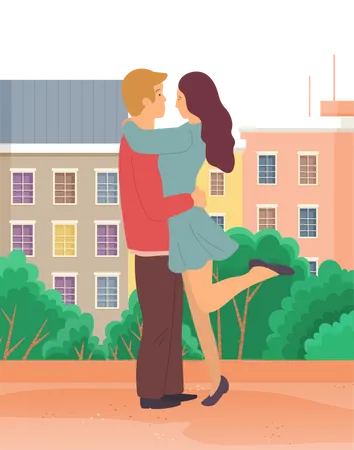 Couple in love hugging Illustration