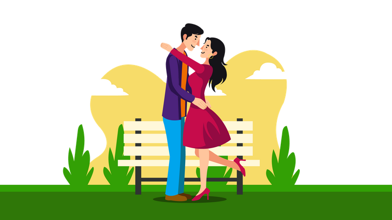 Couple in love hugging Illustration