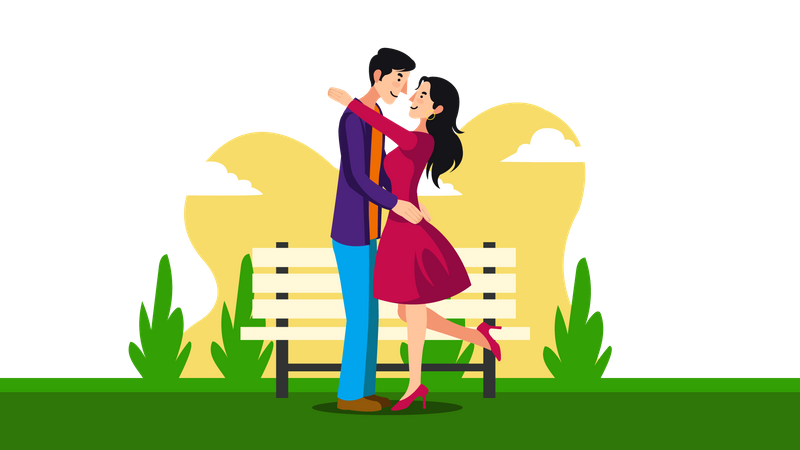 Couple in love hugging  Illustration