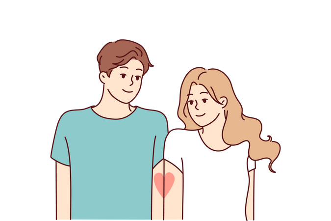 Couple in love standing together  Illustration