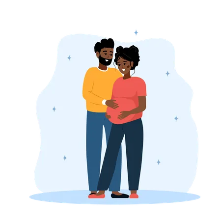 Couple in love thinking about of their unborn child  Illustration