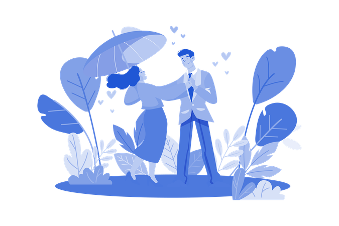 Couple in park  Illustration