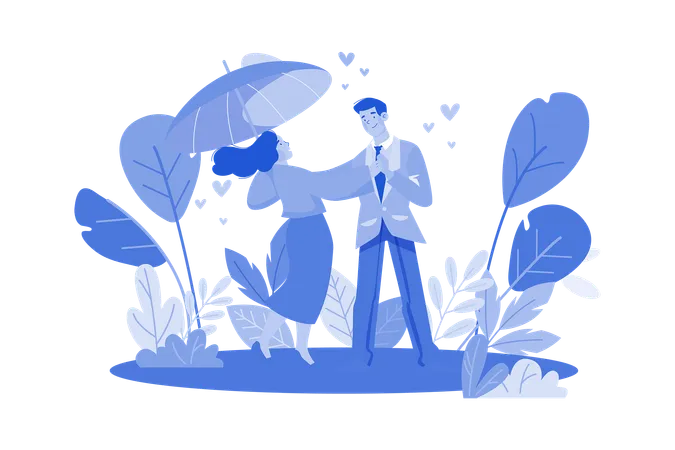 Young Couple Dancing In Love Illustration