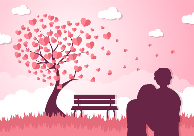 Couple in park Illustration