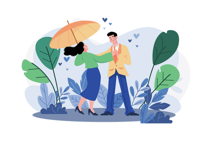 Couple in park Illustration