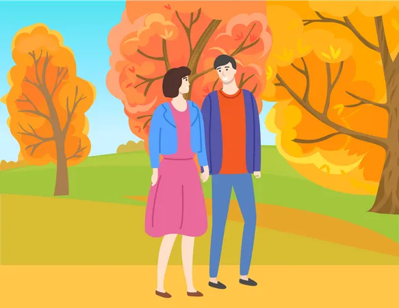 Couple in Park  Illustration