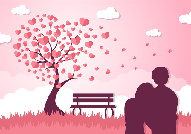 Couple in park  Illustration