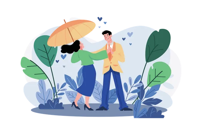 Couple in park  Illustration