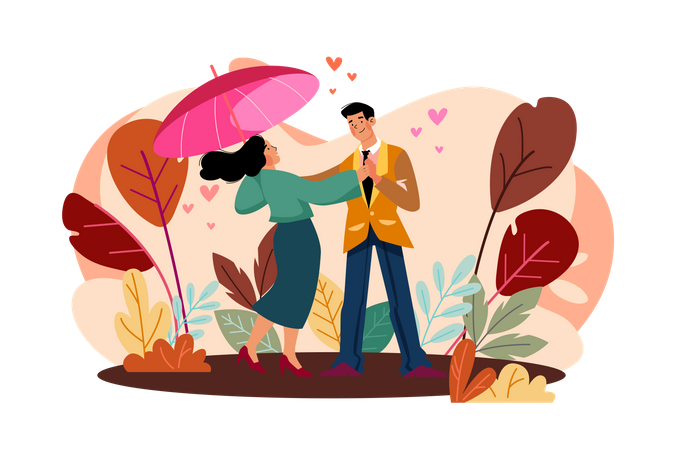 Couple in park  Illustration