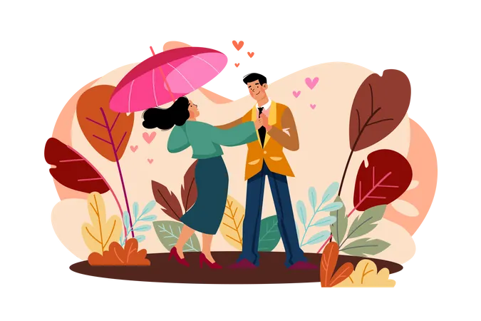 Couple in park  Illustration