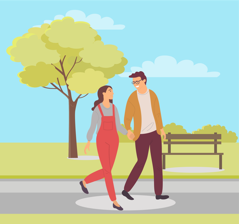 Couple in park  Illustration