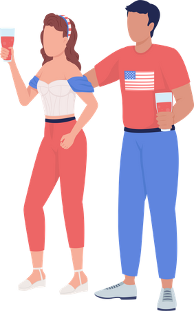 Couple in patriotic clothing Illustration