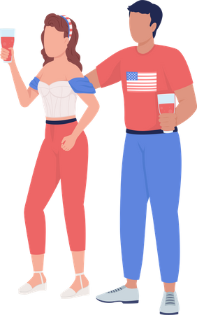 Couple in patriotic clothing  Illustration