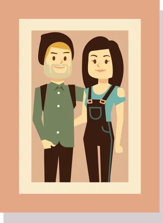 Couple in photo frame  Illustration