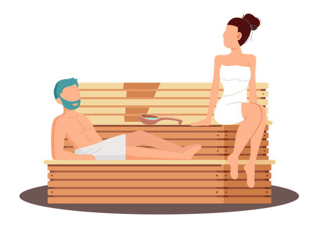 Couple in sauna  Illustration