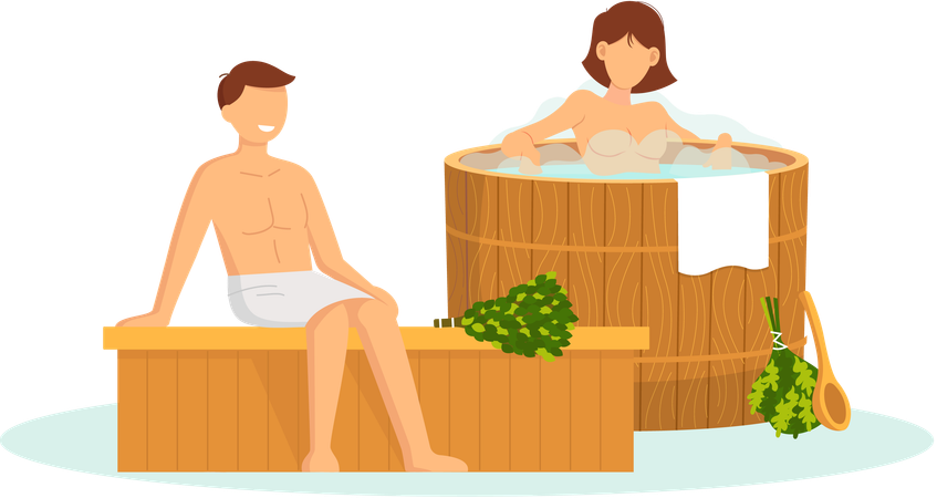 Couple in sauna  Illustration