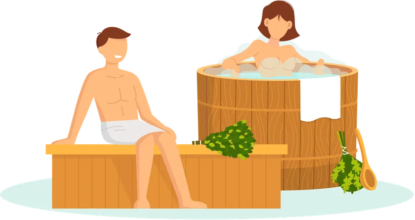 Couple in sauna  Illustration