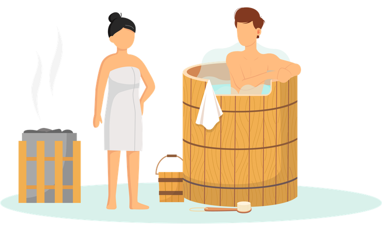 Couple in sauna  Illustration