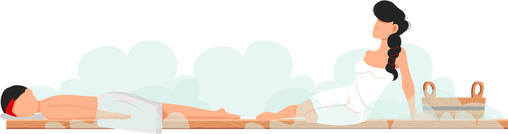 Couple in sauna  Illustration